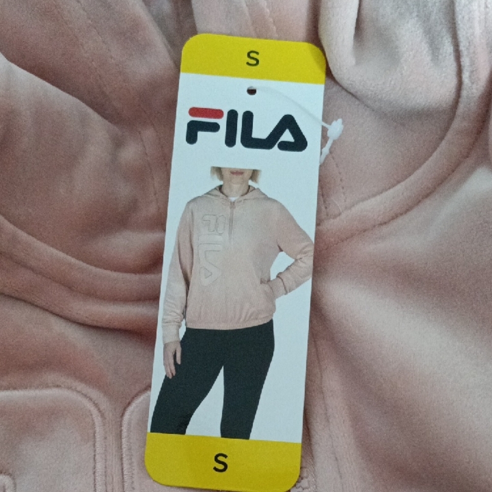 Fila Light Pink Sweatshirt Hoodie With Pockets Small